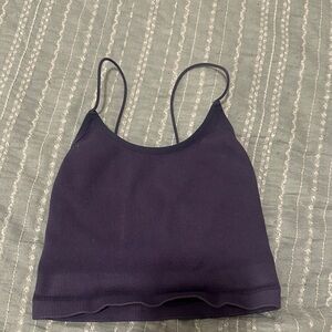 Dark Purple Ribbed Crop Top